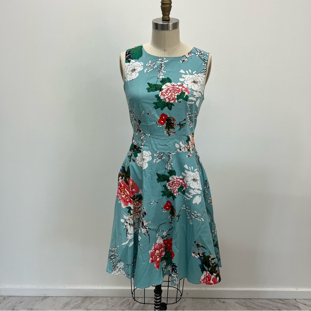 Aranee women’s blue floral dress M m157-18
